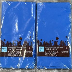 New Set of 2 Nautical Blue 2-Ply Water Resistant Textured Party Table Covers